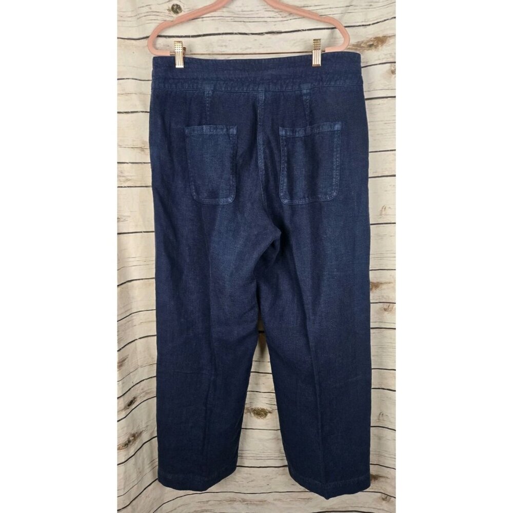 SOLD>>>>>Poetry Navy Blue 100% Linen Pants - Picture 4 of 7